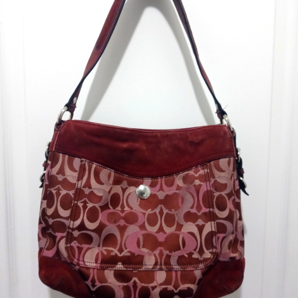 Burgundy Suede Authentic Coach Purse